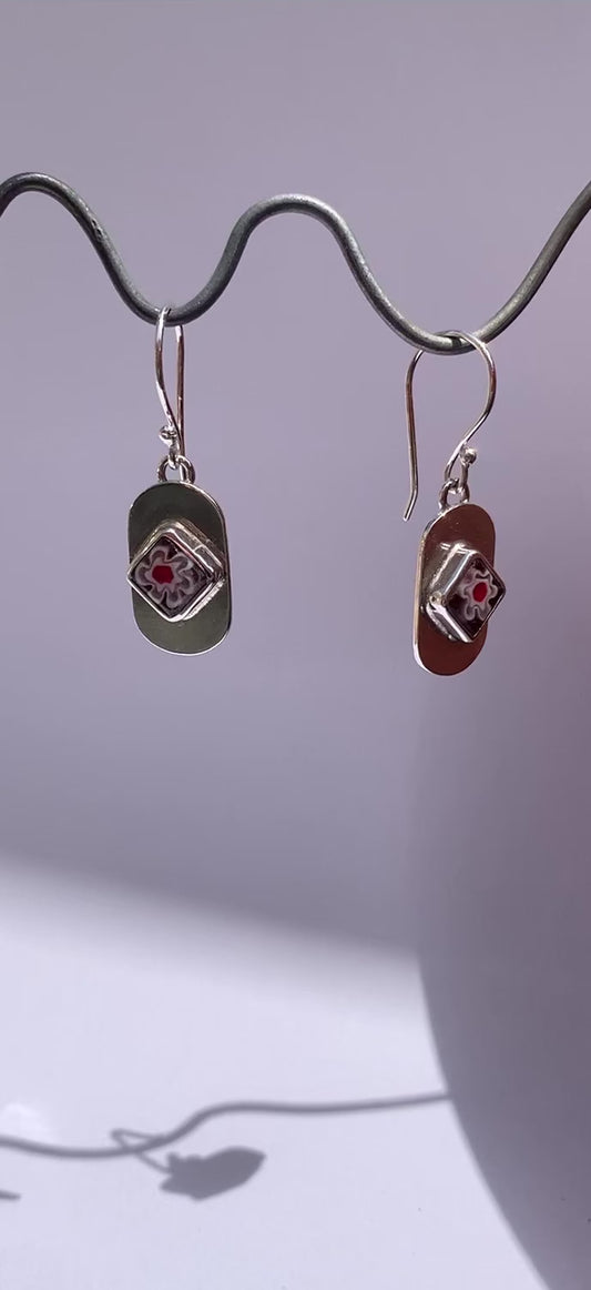 Aretes flor rosa